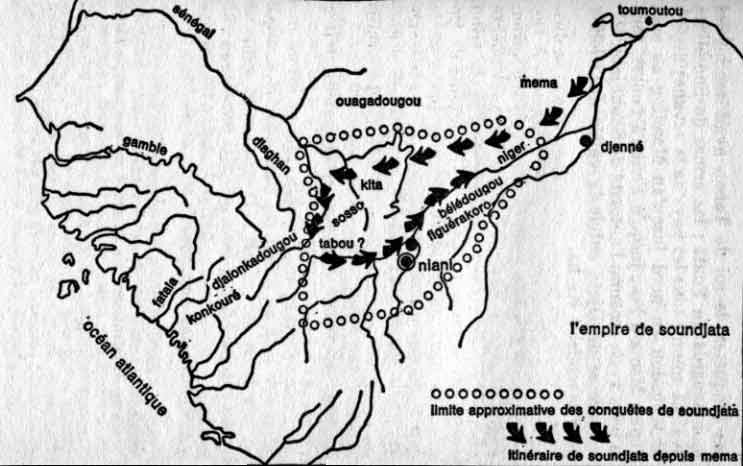 Carte de l'empire de Soundjata